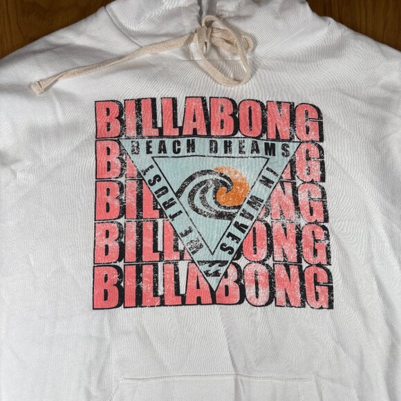 Billabong Hoodie White Graphic Surf Logo Beach Dreams Pullover – Size L - Picture 3 of 8